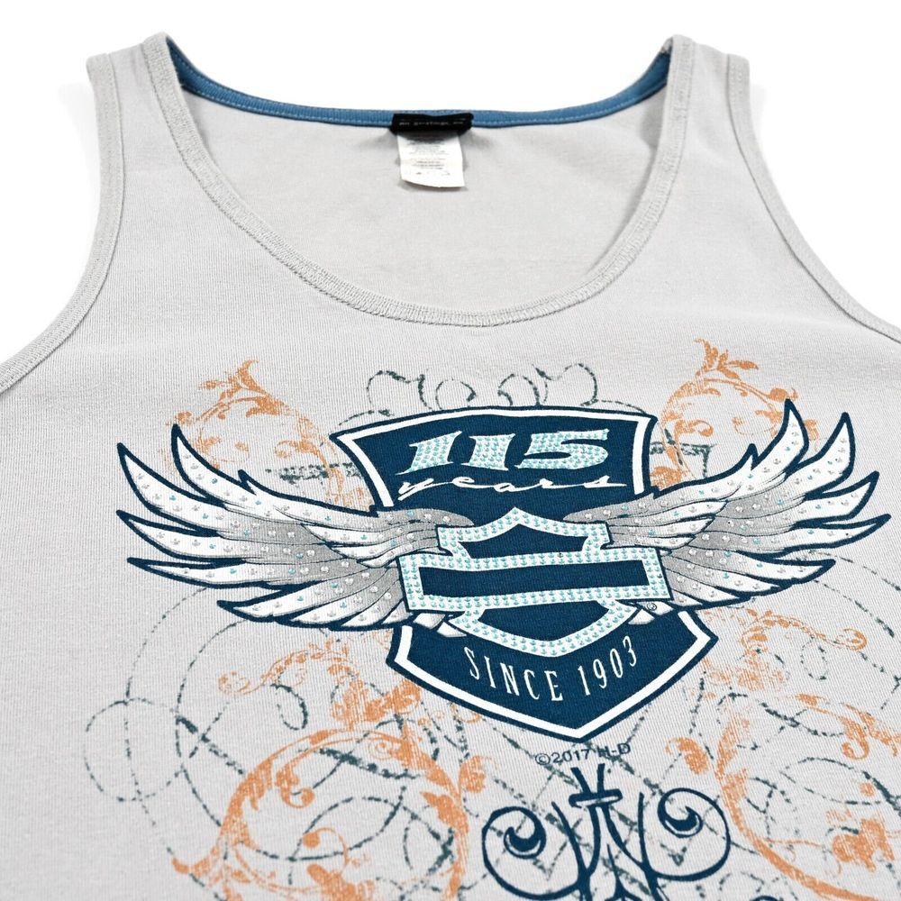 Harley-Davidson Women's Embellished Wings Bling Tank Top 115th Anniversary Large